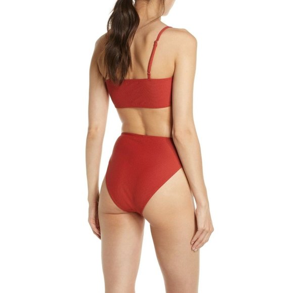 Something Navy High Waist Ribbed Bikini Bottoms Size XXL Red Ochre SN406837MI - Picture 4 of 9